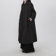 隐觅 风衣女宽松廓形翻领排扣外套 复古简约风压皱娃娃领黑色长款