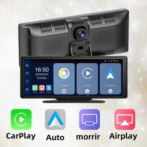 中控台10.26寸Carplay投屏DVR高清前4K后1080P夜视行车记录仪