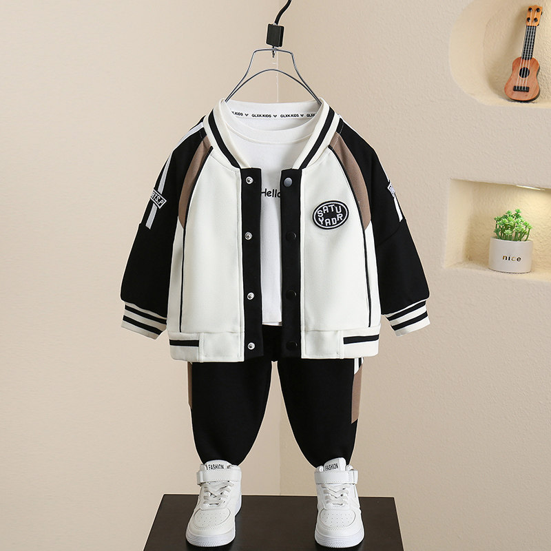 男童秋装套装棒球服2024新款帅气儿童男宝宝洋气秋季时髦
