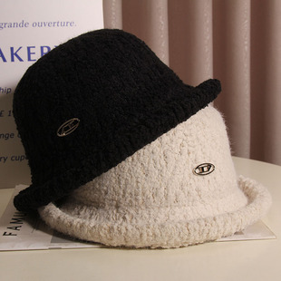 羊羔毛渔夫帽子女秋冬日系百搭时尚潮流可爱丸子帽显脸小保暖盆帽