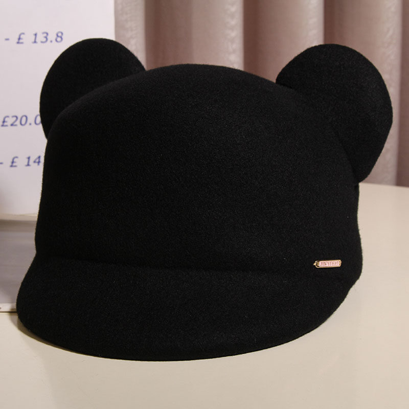 韩版可爱猫耳朵羊毛马术帽女秋冬新款鸭舌贝雷帽情侣骑士帽显脸小,服饰配件/皮带/帽子/围巾,帽子,淘宝优惠券,粉丝福利购,淘宝优惠卷