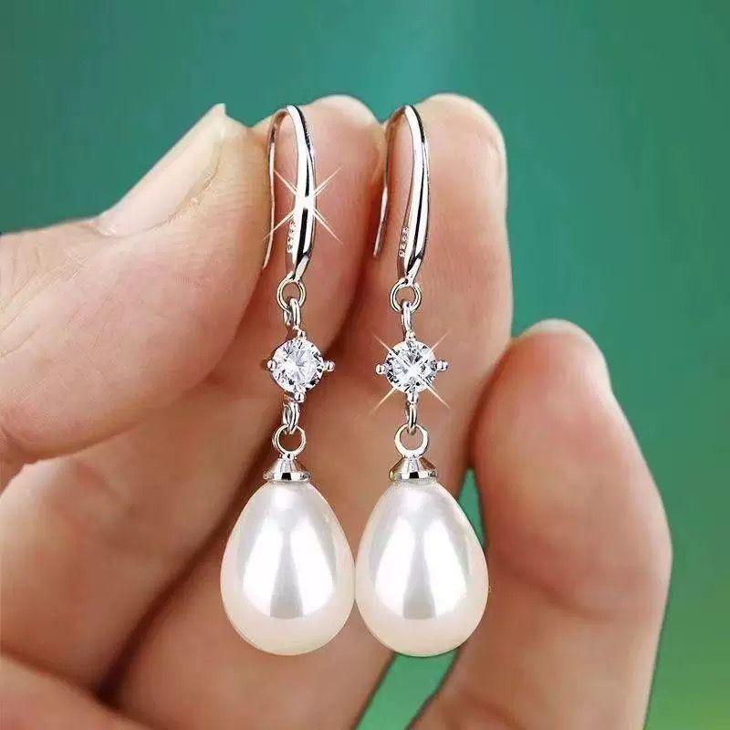 【抢今日】捡漏银色仿珍珠耳环镀女款高雅耳坠耳钩送闺蜜老婆