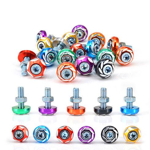 车管车牌螺帽盖(十个装)彩色雕花车牌螺踏板摩托车螺丝帽电动