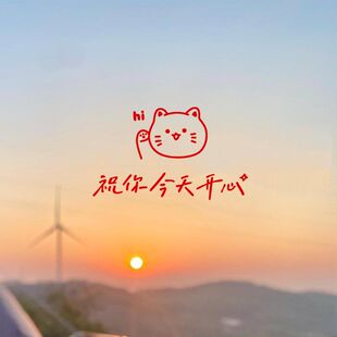 玻璃贴纸高级感ins风可爱猫咪祝你今天开心文字玻璃门窗房间镜子