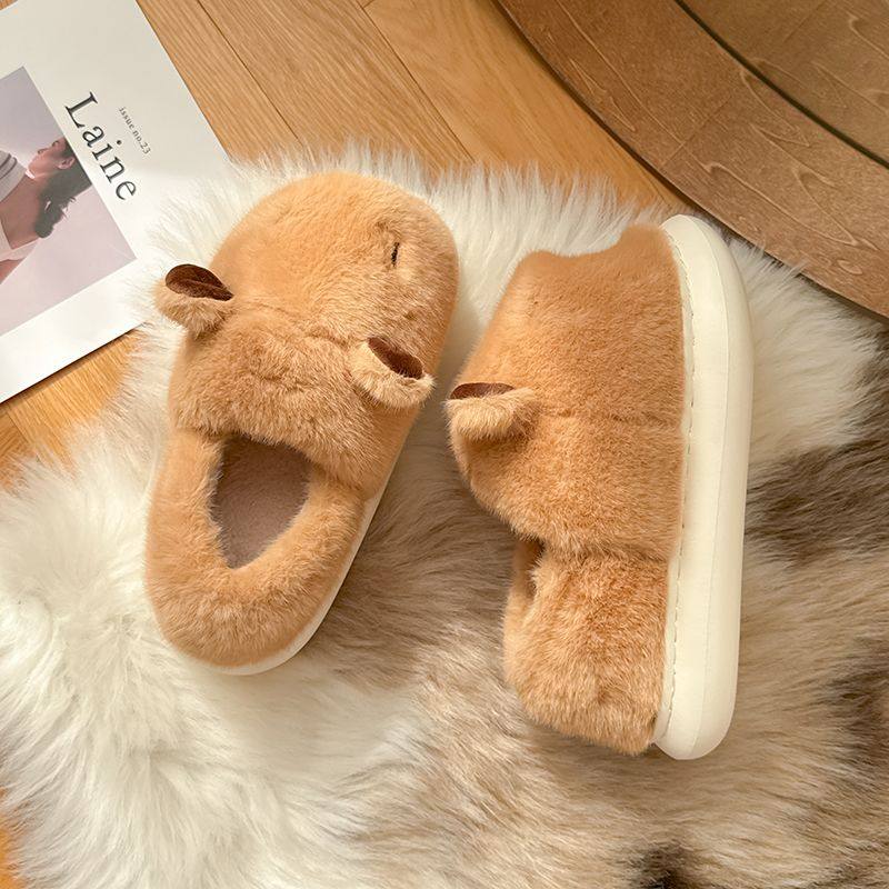 全包式棉拖鞋卡皮巴拉棉鞋女款冬季室内耐磨加绒保暖高颜值可爱踩