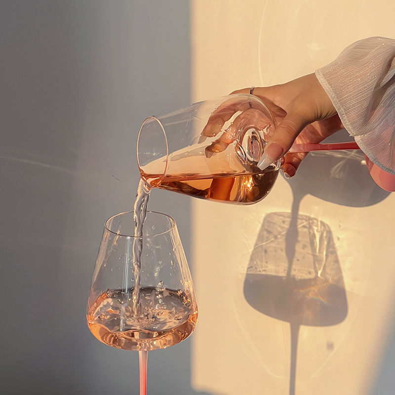 渐变粉仙女红酒杯高颜值法式粉黛高脚杯葡萄酒杯粉杆高级感