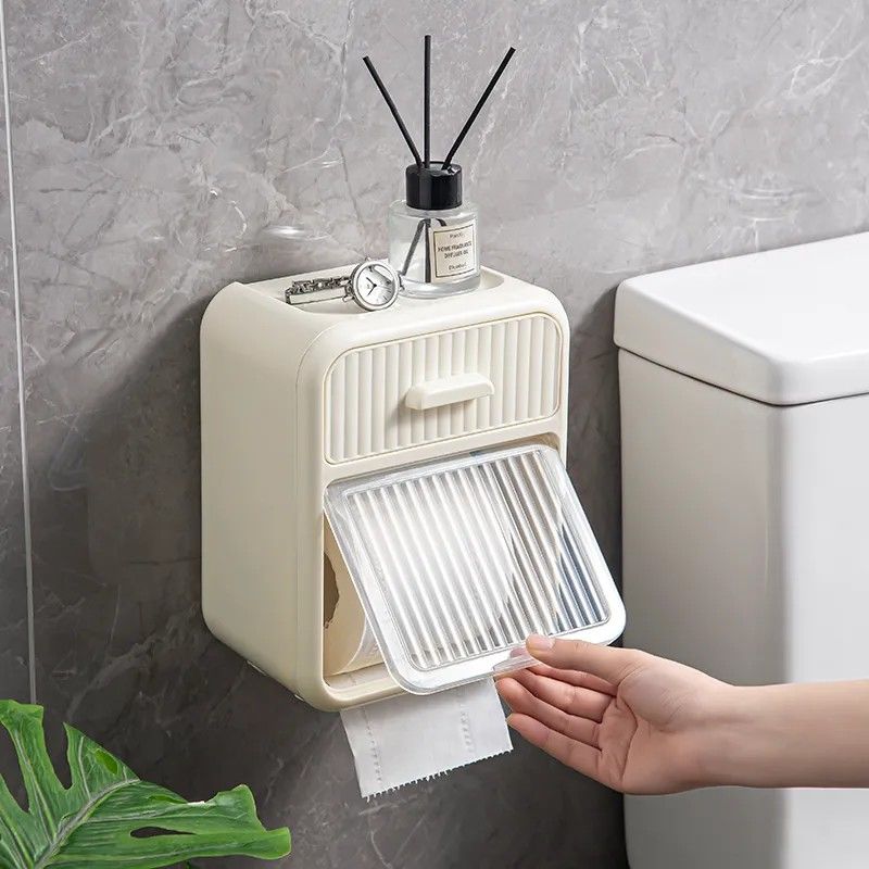 马桶储物盒卫生间厕纸盒洗手间纸巾盒双层浴室壁挂式两层置物架手