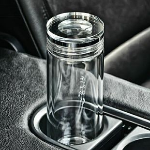 天然水晶杯高档双层水晶玻璃杯便携透明水杯男女士过滤泡茶杯办公