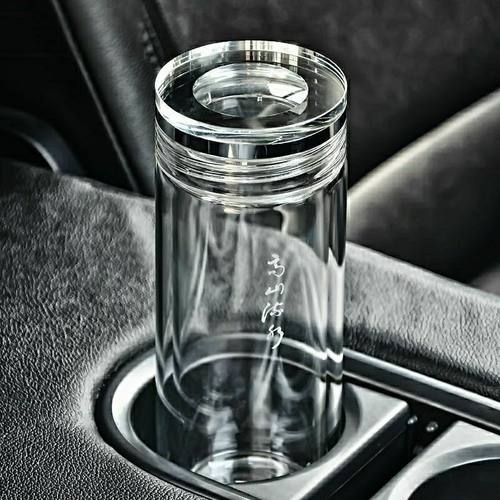 天然水晶杯高档双层水晶玻璃杯便携透明水杯男女士过滤泡茶杯办公