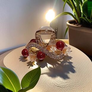 花夹头发的夹子新款2025新款山茶花水钻珠珠抓夹轻奢高级感后脑勺