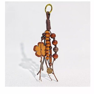 超好看钥匙扣新中式国风串珠包挂件复古手工流苏花型皮质小花美拉