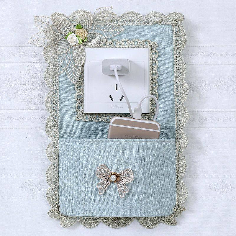 插座面板遮挡盖装饰罩布艺欧式开关贴蕾丝开关套防尘保护套布艺开