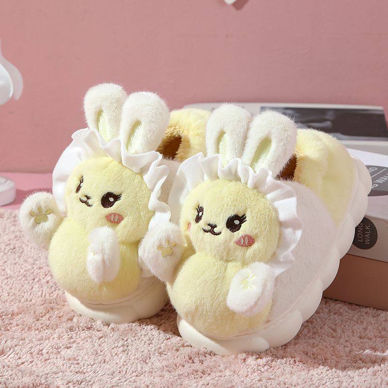 全包式棉拖鞋厚底外穿棉拖鞋女冬季新款2023室内家居可爱兔子毛绒