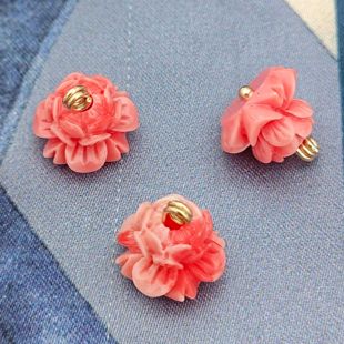 13mm贝壳压花树脂花朵扣子新中式国风旗袍马甲衬衫盘口流苏装饰扣