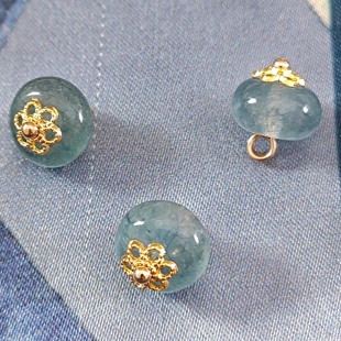 10mm新中式国风玉石灰青色纽扣旗袍马甲衬衫宋锦辅料高端定制扣