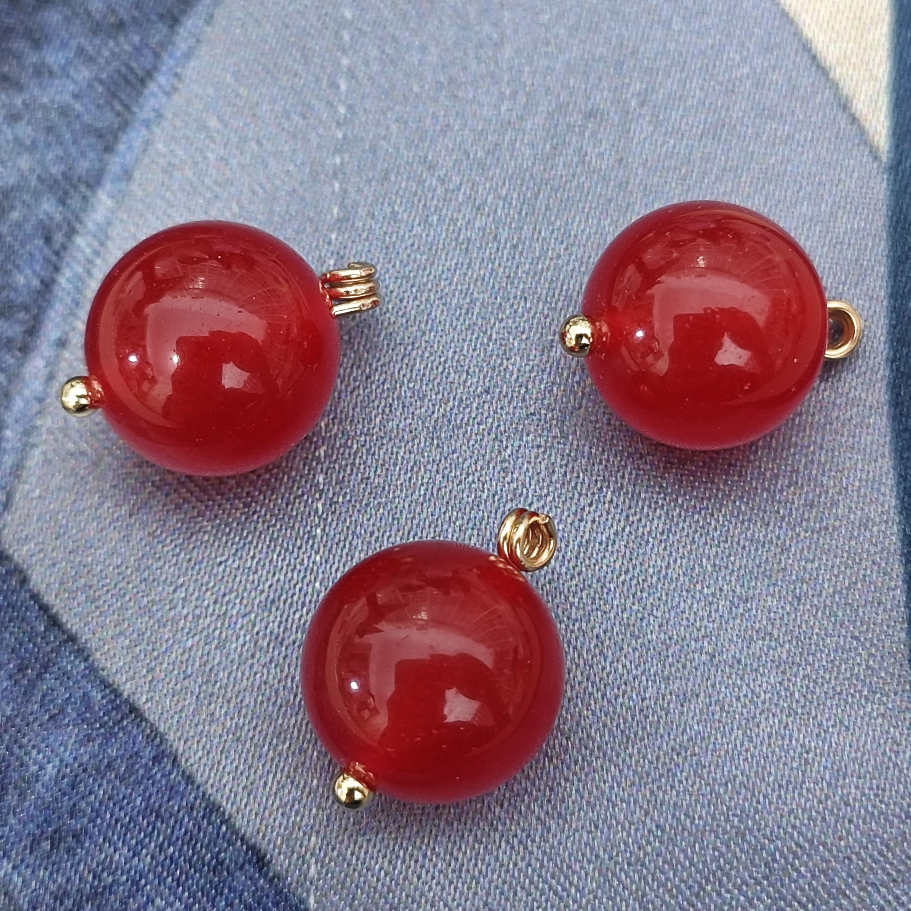 12mm14mm红色玉石纽扣新中式旗袍马甲外套毛衣开衫扣国风盘扣