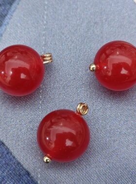 12mm14mm红色玉石纽扣新中式旗袍马甲外套毛衣开衫扣国风盘扣