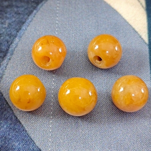 10mm天然玉石深黄侧孔纽扣新中式旗袍盘扣马甲宋锦高端中式扣