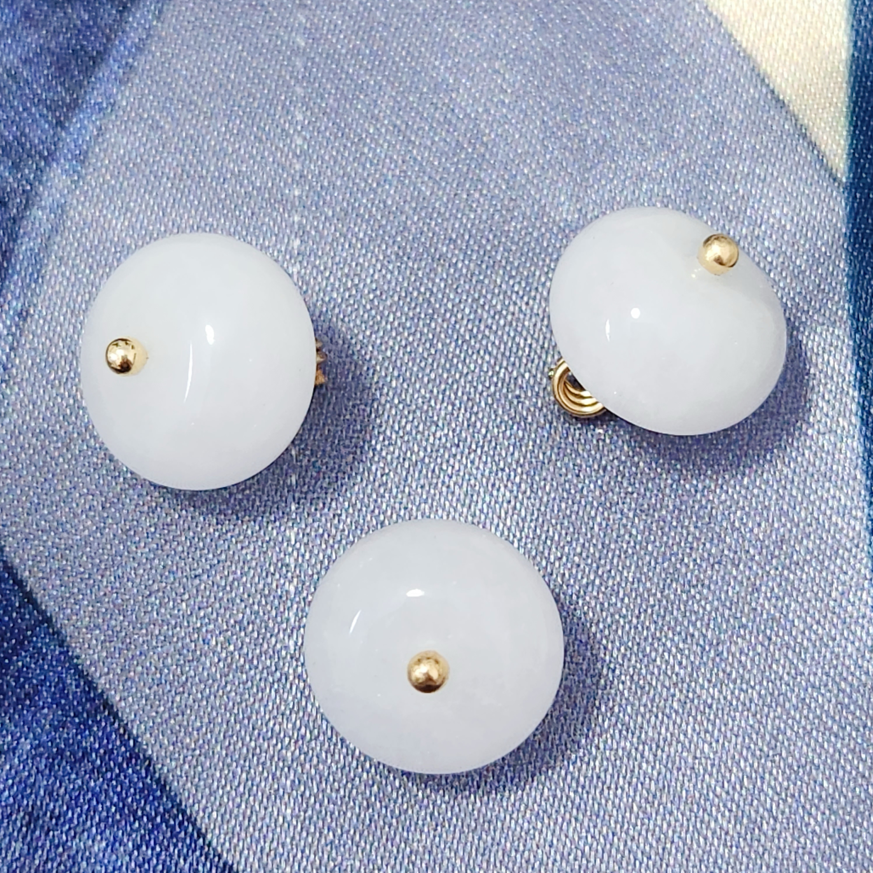 12mm天然石白色扁珠纽扣高档新中式精致旗袍唐装汉服衬衫上衣扣子