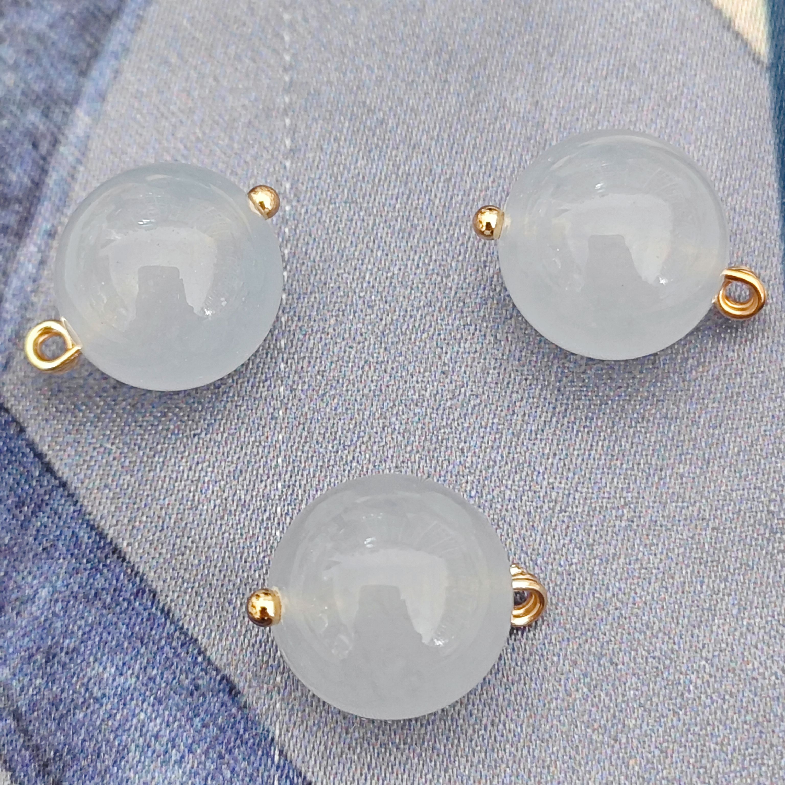 12mm天然石浅色灰蓝圆珠国风旗袍扣子新中式服饰秋冬大衣毛衣扣