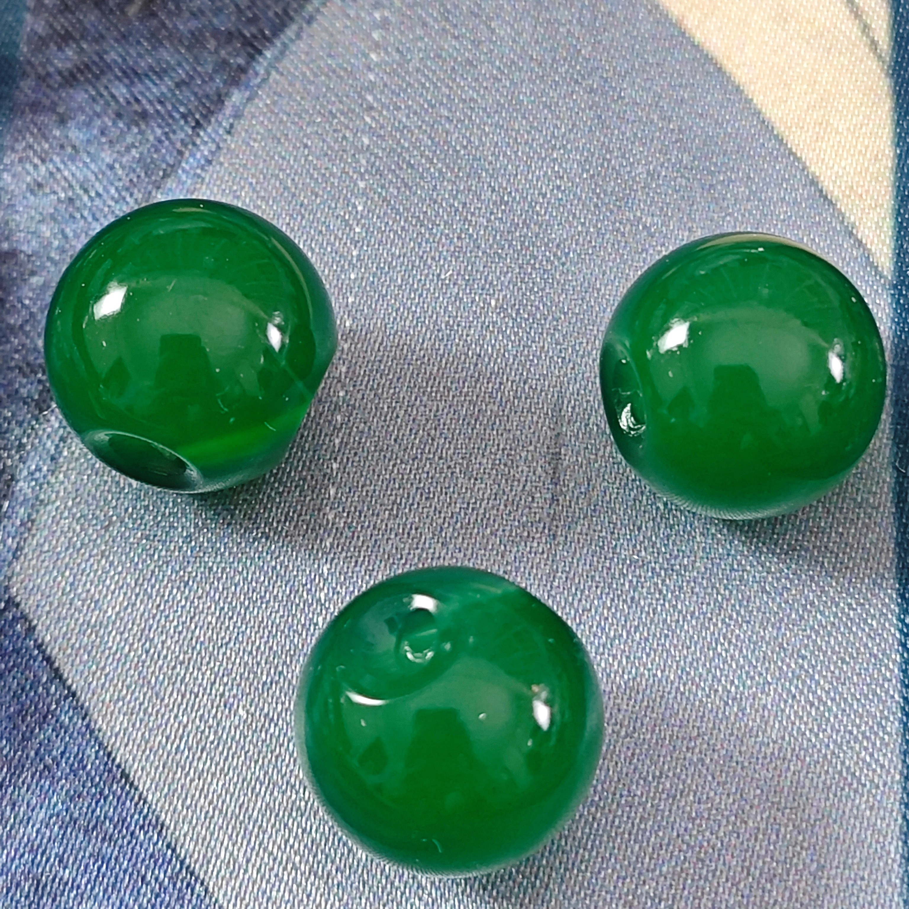 14mm天然玉石绿玛瑙侧孔纽扣新中式棉服大衣毛衣高端中式扣