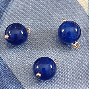 10mm新中式 宋锦辅料扣子高端定制扣 国风玉石深蓝纽扣旗袍马甲衬衫