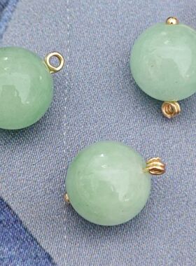12mm天然玉石青绿色国风旗袍唐装汉服衬衫扣子高端定制夹针垫片扣