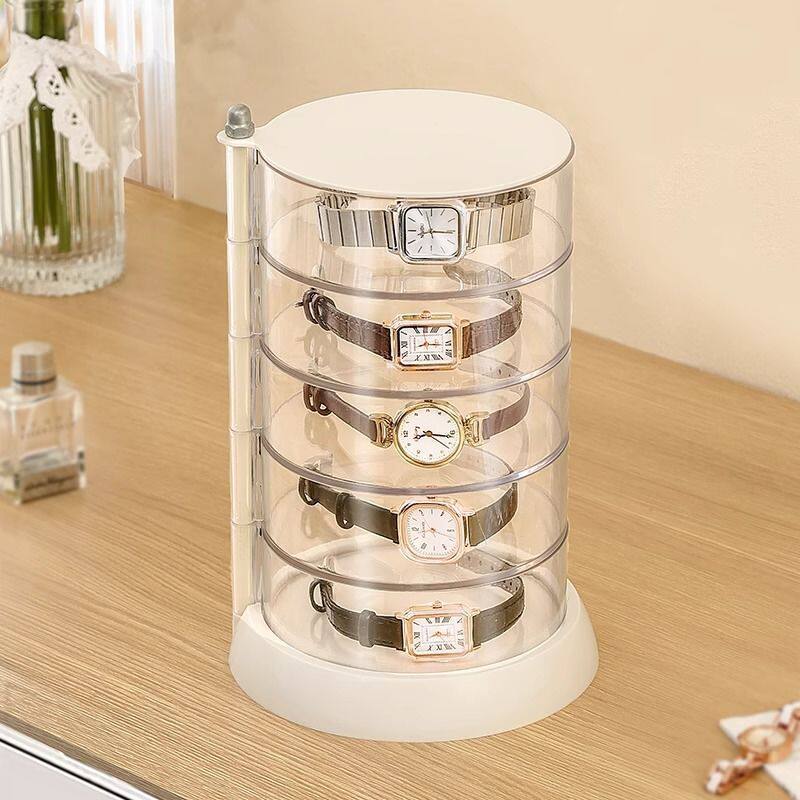 儿童手表收纳盒手表收纳盒旋转多层女腕表收藏陈列透明展示项链手