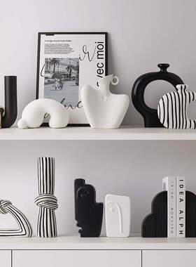 贝汉美现代高级感艺术软装饰品陶瓷摆件轻奢样板间客厅电视柜摆设