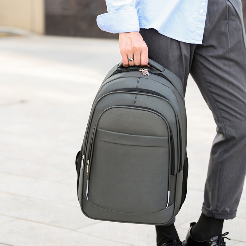 背包电脑包男订LOGO新款防泼水牛津布时尚商务休闲双肩包现货