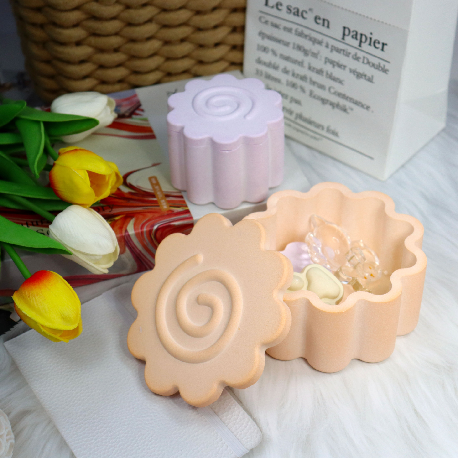 胖丫丫diy奶油花瓣收纳盒滴胶模具 高镜面奶油豆瓣收纳硅胶模具