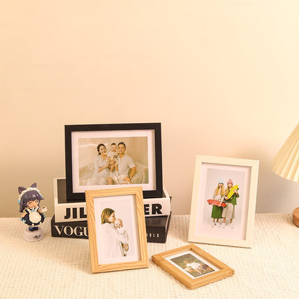 简约木质相框照片墙摆台6寸a4影楼客厅床头柜摆件 木质拼图框
