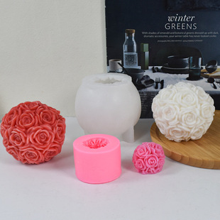 玫瑰花球大小号花朵硅胶模具玫瑰花蜡烛翻糖蛋糕ins硅胶模具