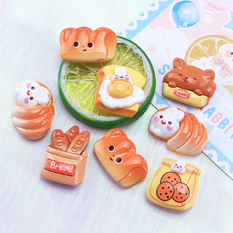 卡通烤面包食玩 diy奶油胶自制手机壳冰箱贴发夹饰品树脂配件