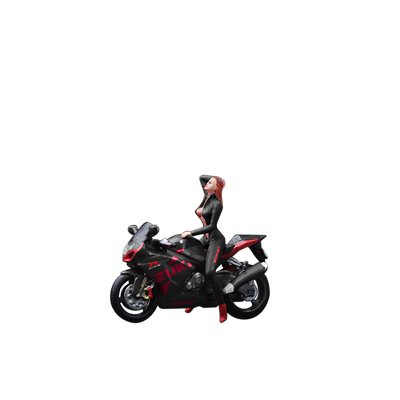 壹号站台|汇艺1:64 铃木黑红摩托车人偶套装 树脂仿真模型