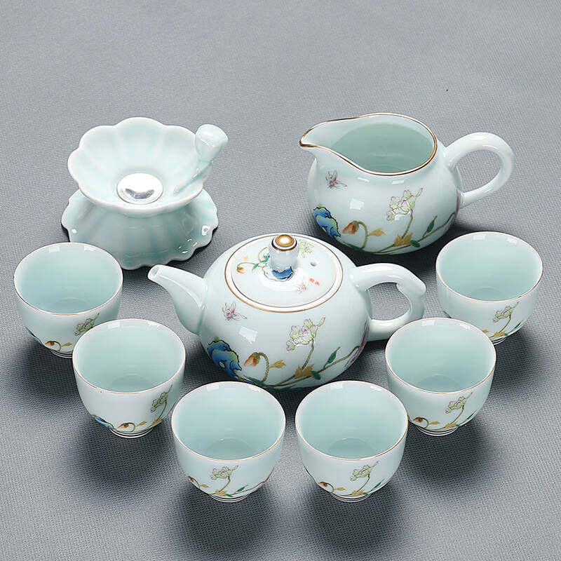 整套青白瓷功夫茶具套装喝茶茶杯盖碗茶艺茶道描陶瓷茶具影青描|msdalam kategori pinggan mangkuk, set teh, Kung Fu teh - dari Buy2taobao.com untuk memberikan perkhidmatan ejen Taobao profesional membeli