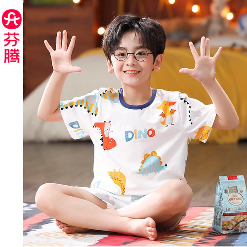 芬腾服饰夏季男孩纯棉睡衣