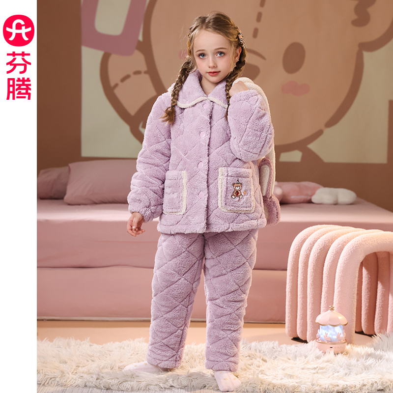 芬腾服饰卡通法兰绒女孩家居服