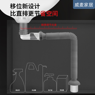 软管墙 威麦防臭洗手盆下水管弹跳下水器落水管套装 地排通用L型