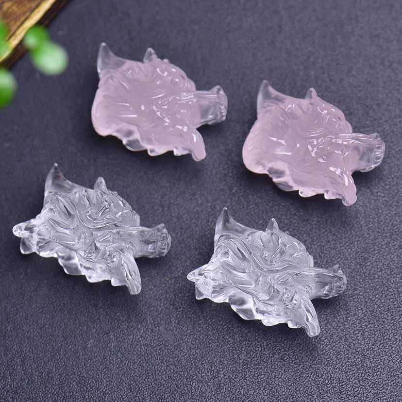 天然白水晶雕刻立体龙头 DIY黄水晶雕刻件2025龙年饰品