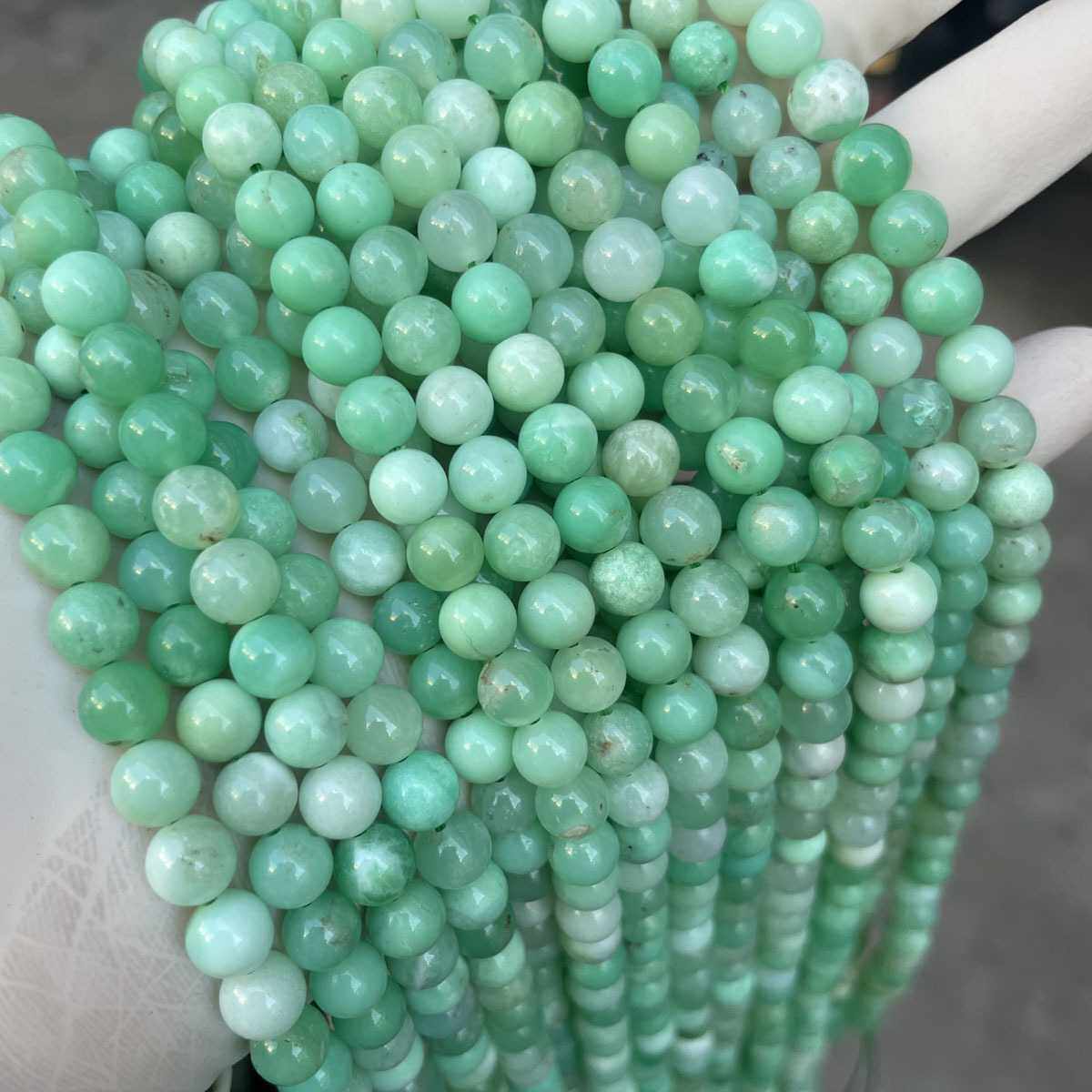 天然澳洲玉散珠手链挂饰圆珠diy手工饰品配件散珠首饰chrysoprase
