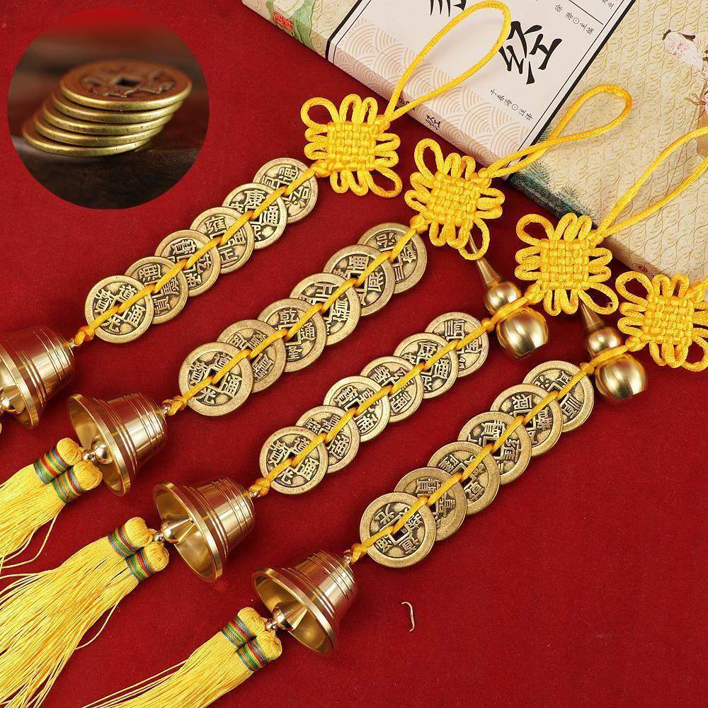 黄绳中国结六帝钱铜葫芦二黑挂件铜铃铛六顺家居招财门对门挂饰,家居饰品,风铃及配件,淘宝优惠券,粉丝福利购,淘宝优惠卷