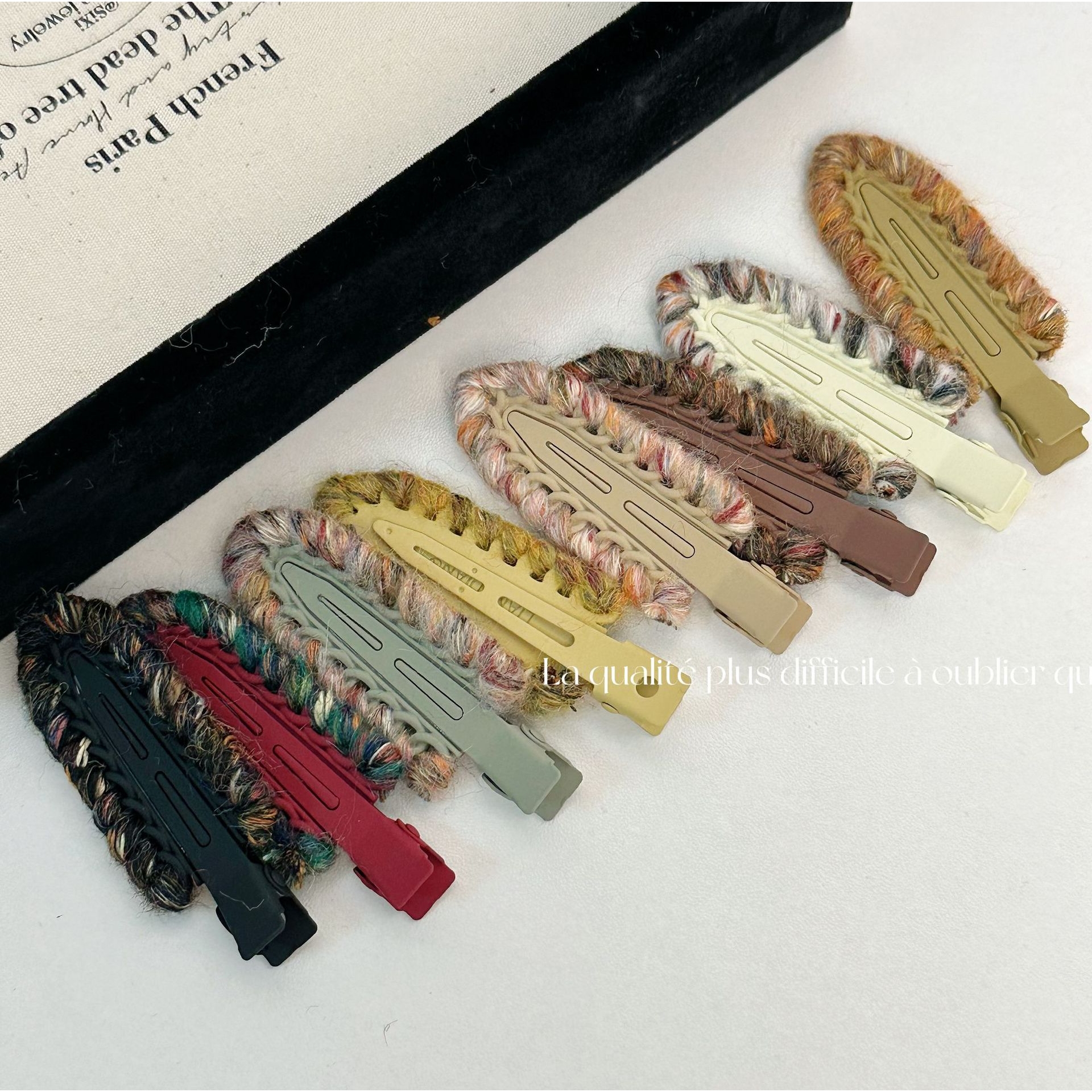 甜美美拉德撞色毛线编织发夹秋冬新款俏皮可爱小铲子无痕化妆夹子