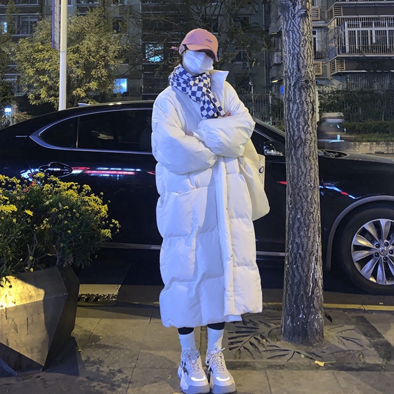 2025冬新款韩版棉服女中长款宽松学生过膝羽绒棉袄加厚面包服外套