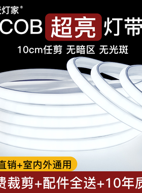 220v超亮COB灯带自粘客厅家用吊顶户外led灯带户外亮化防水灯条