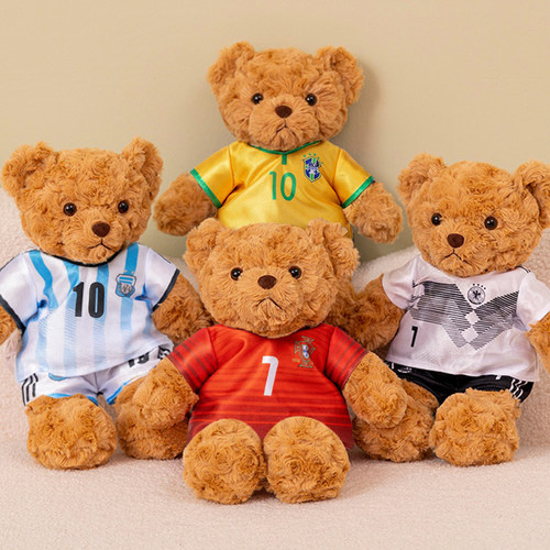 世界杯足球小熊球衣玩偶毛绒公仔