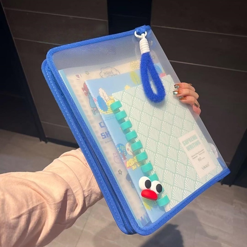 【天猫正品】多巴胺试卷收纳袋L型大开口小学生初中生专用书本作业资料科目分类袋A4文件袋透明拉链式手提塑
