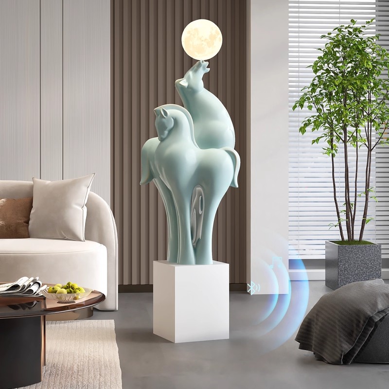 轻奢新中式马到成功落地摆件