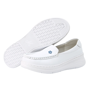 慕伊莱真皮小白护士鞋女四季软底白色透气厚底增高坡跟舒适不累脚