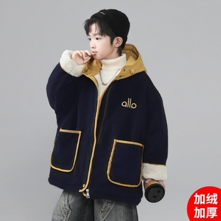 男童棉袄帅夹棉加绒新款春秋季网红炸街棉衣外套年服秋冬季潮酷